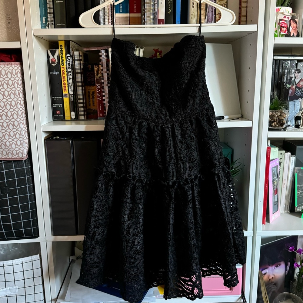 ANTHROPOLOGIE Black Lace Strapless Dress 0